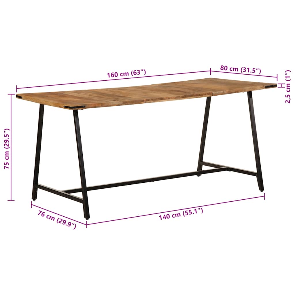 Spisebord 160x80x75 cm heltre mango
