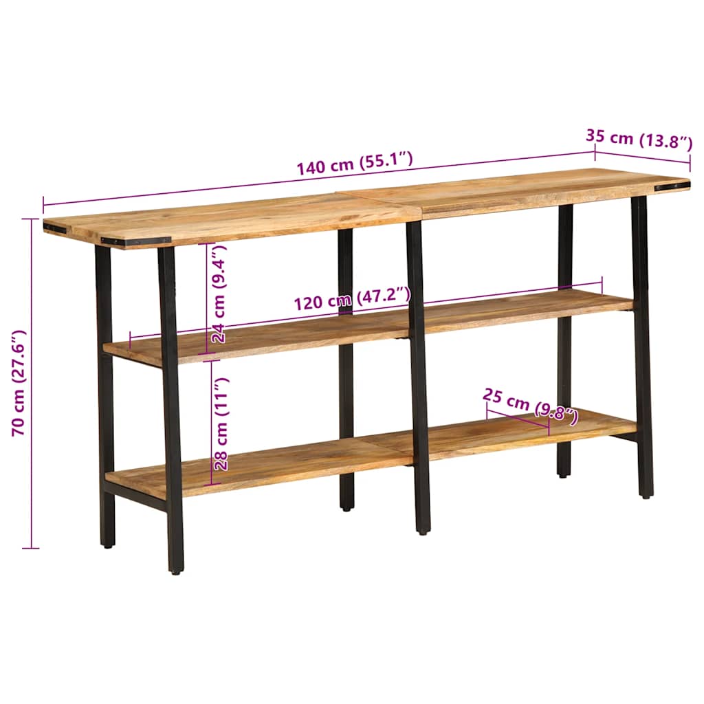 Konsollbord 140x35x70 cm heltre mango