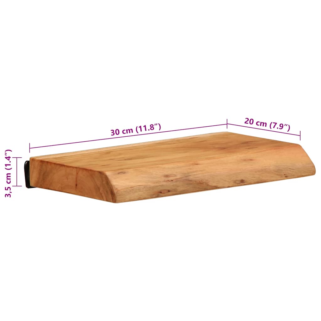 Vegghyller 2 stk 30x20x3,5 cm heltre akasie