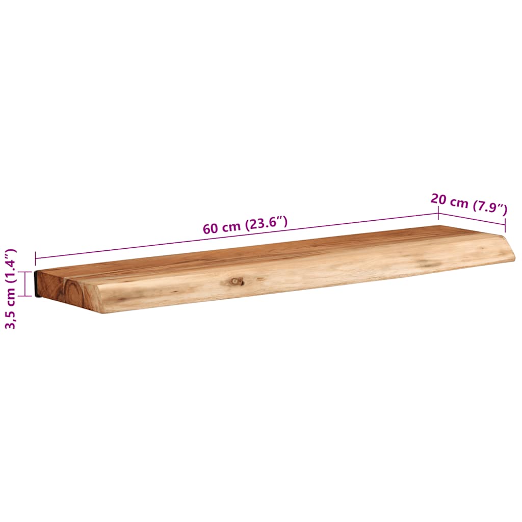 Vegghyller 2 stk 60x20x3,5 cm heltre akasie