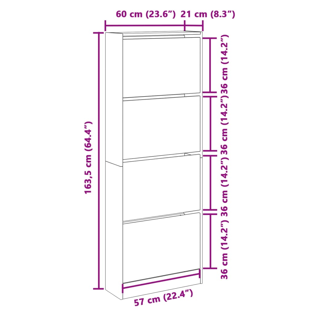 Skoskap brun eik 60x21x163,5 cm konstruert tre