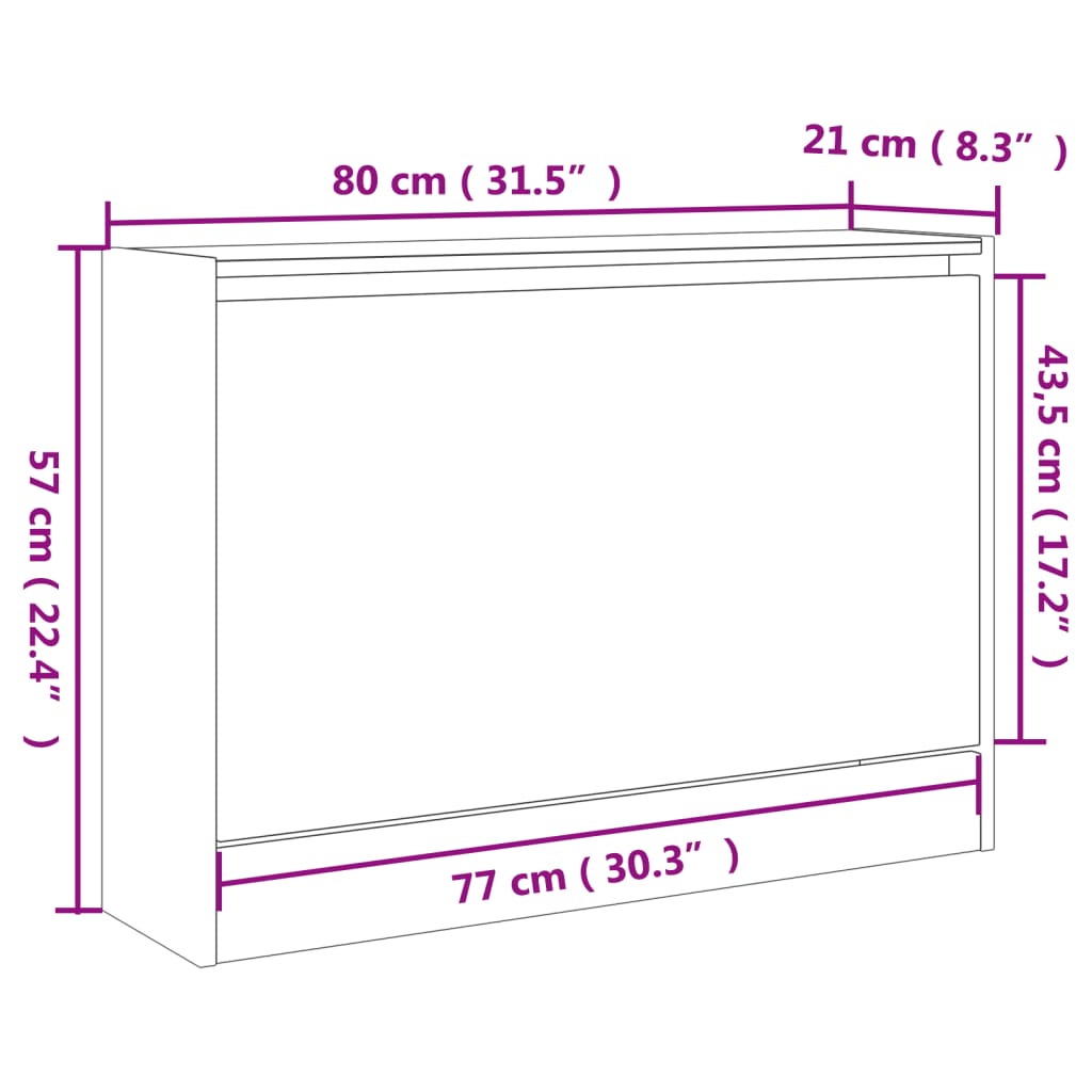 Skoskap betonggrå 80x21x57 cm konstruert tre