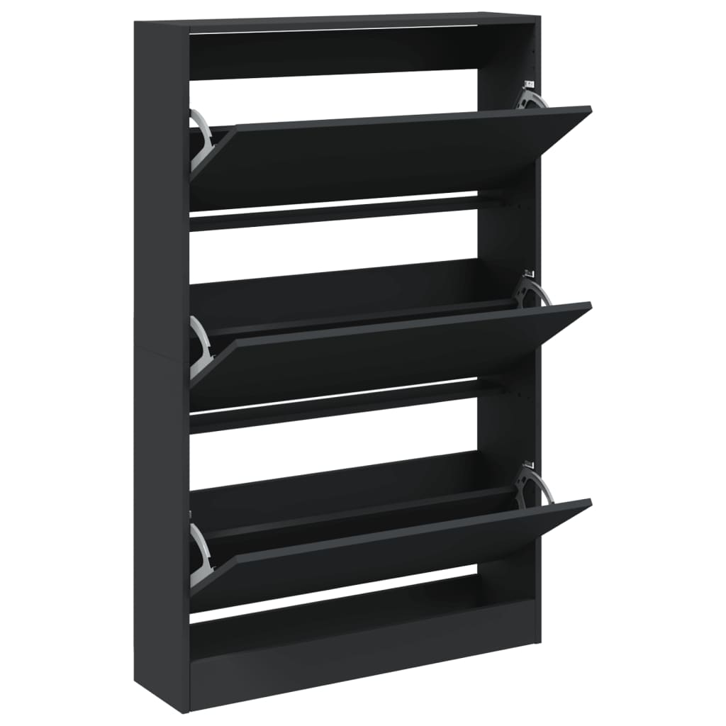 Skoskap svart 80x21x125,5 cm konstruert tre