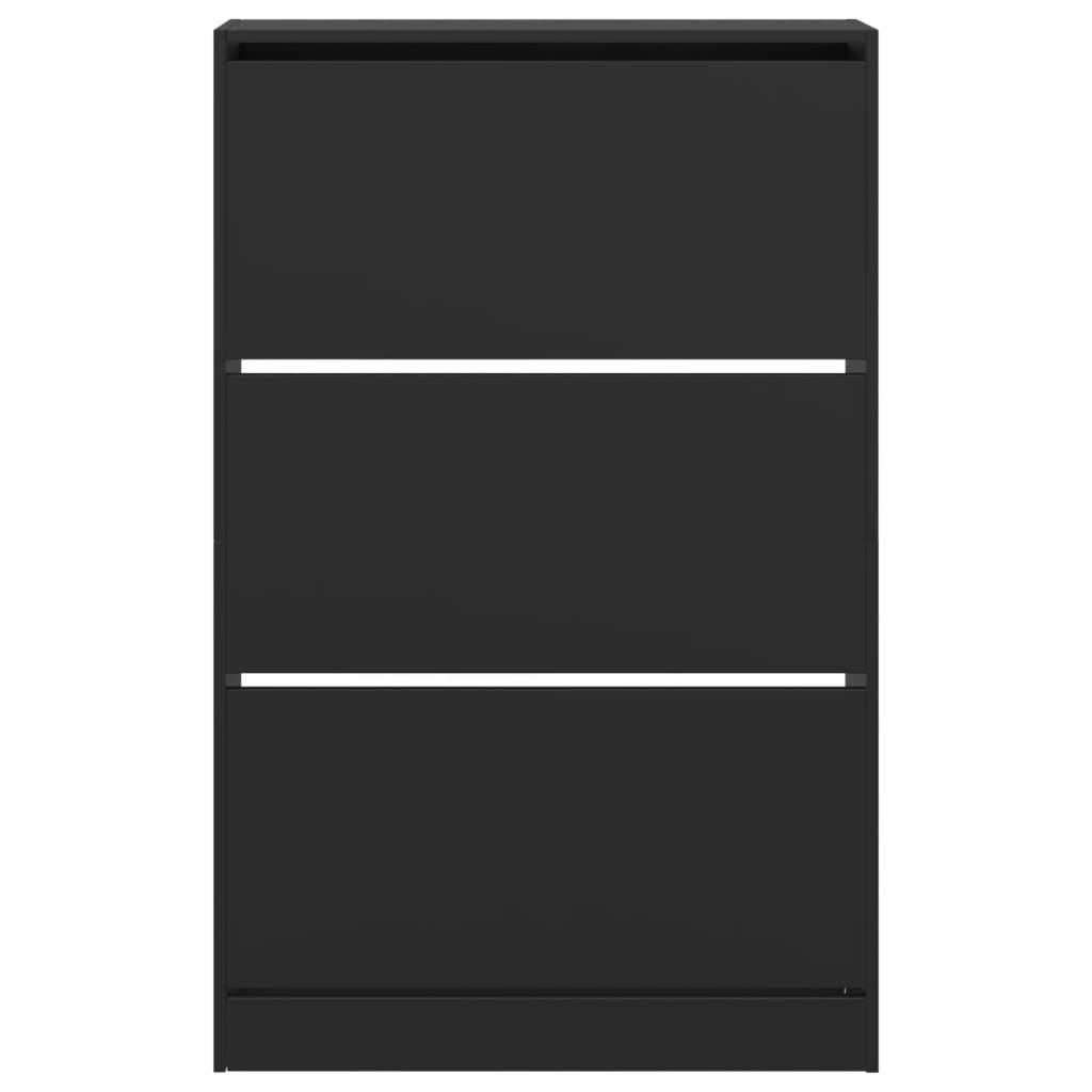 Skoskap svart 80x21x125,5 cm konstruert tre