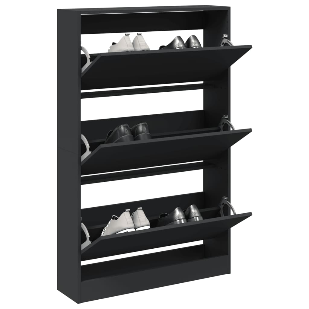 Skoskap svart 80x21x125,5 cm konstruert tre