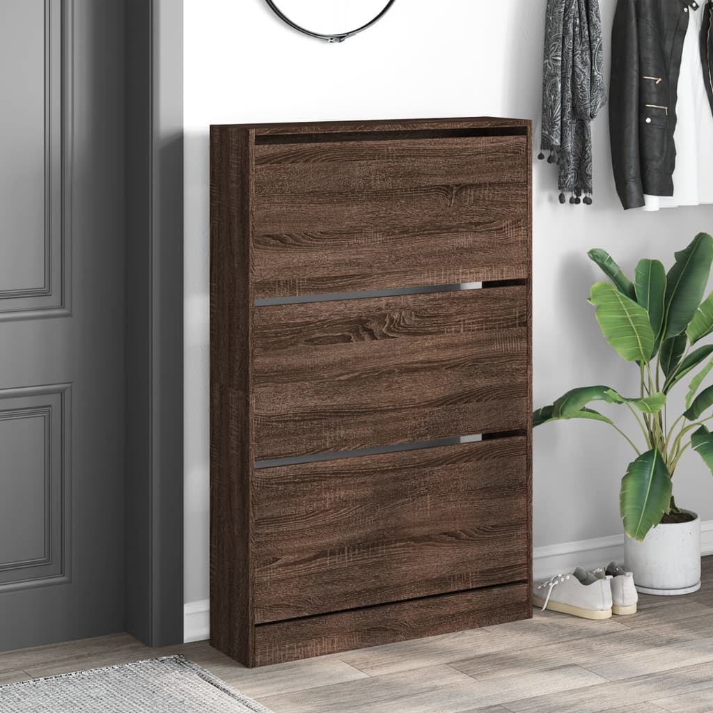 Skoskap brun eik 80x21x125,5 cm konstruert tre
