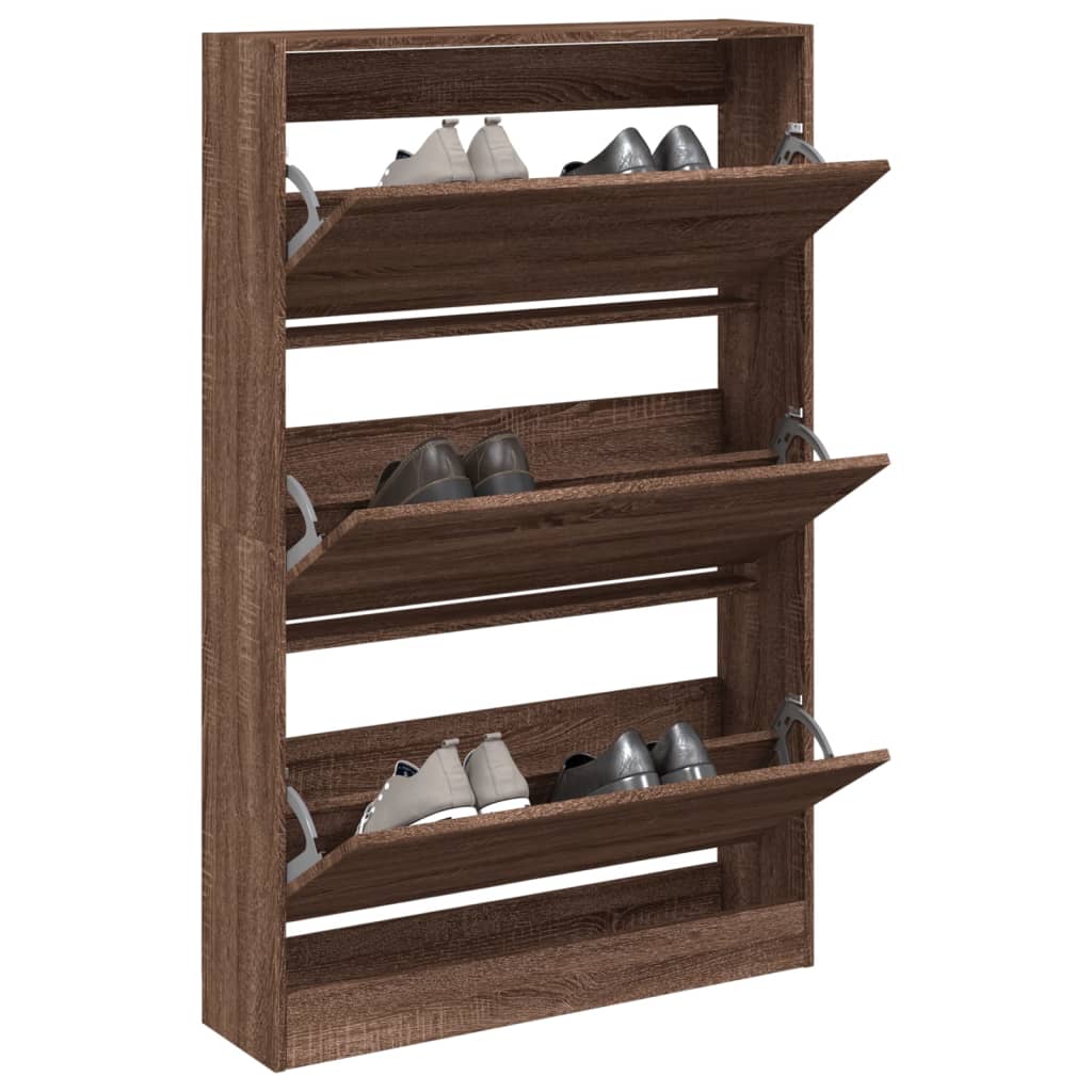 Skoskap brun eik 80x21x125,5 cm konstruert tre