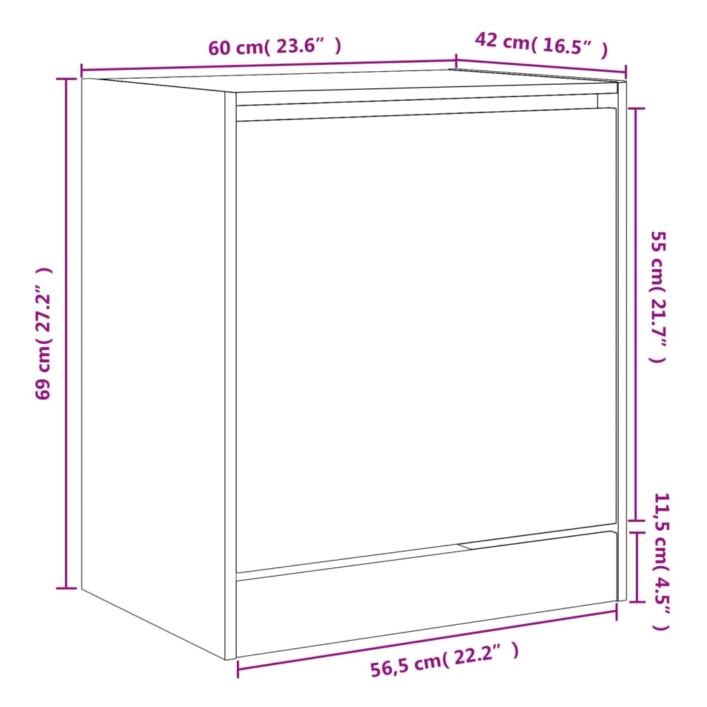 Skoskap røkt eik 60x42x69 cm konstruert tre