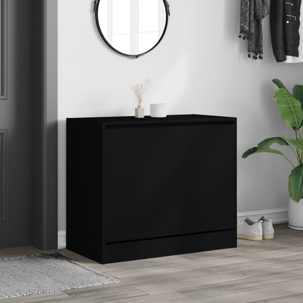 Skoskap svart 80x42x69 cm konstruert tre
