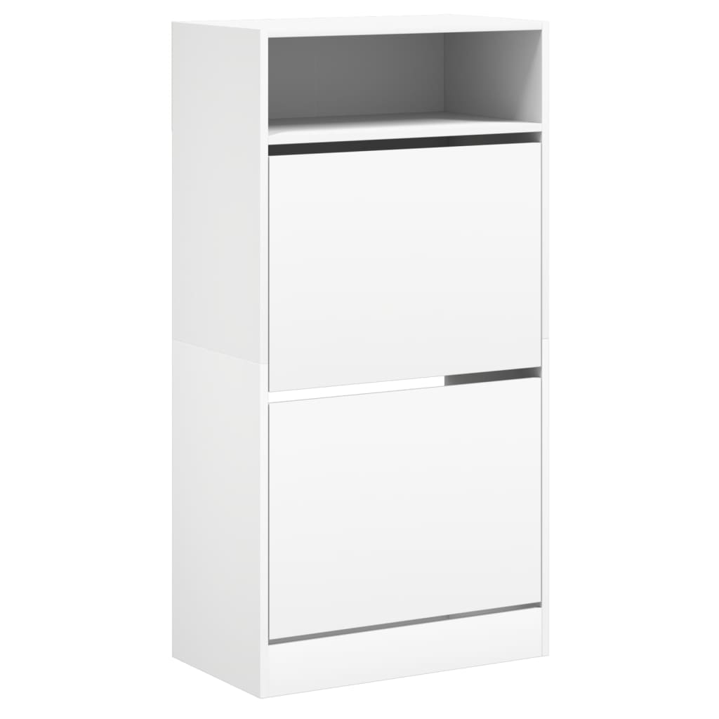 Skohylle hvit 60x34x116 cm konstruert tre