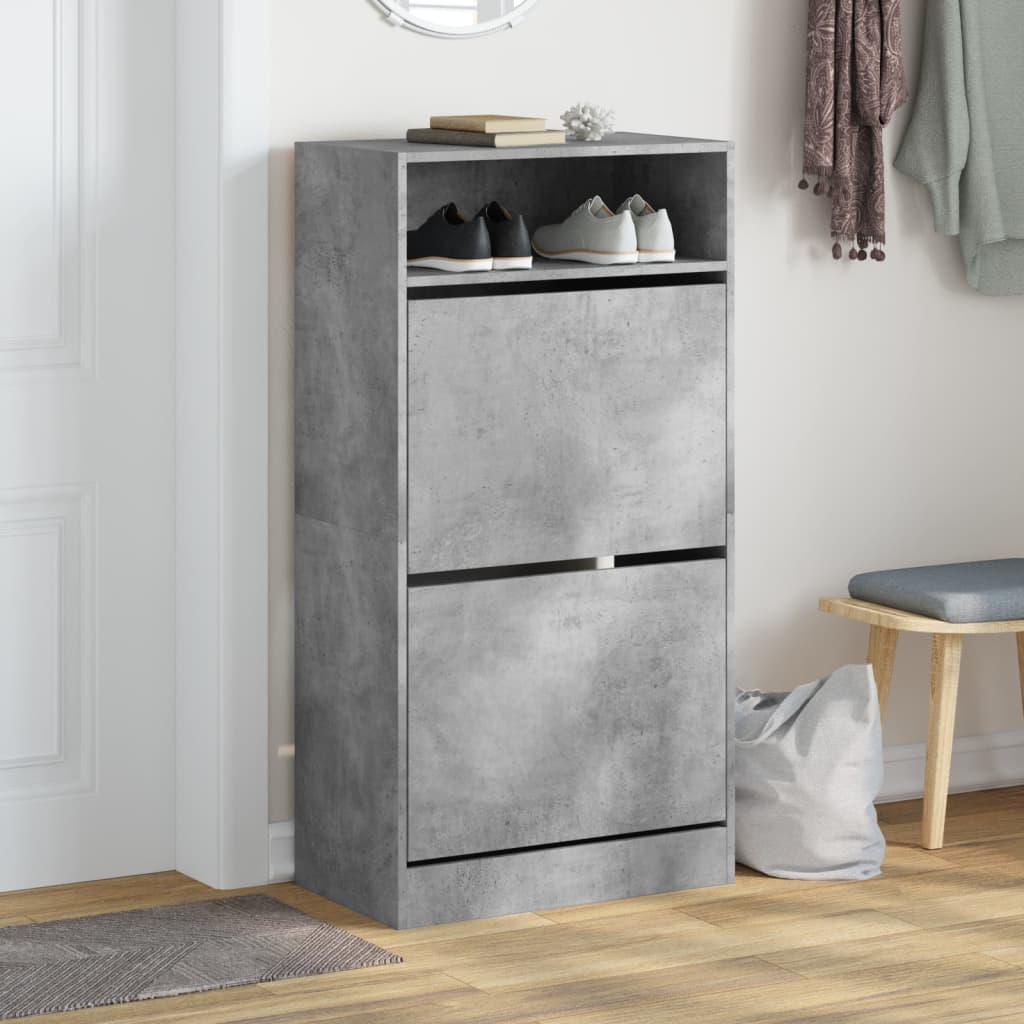 Skoskap betonggrå 60x34x116 cm konstruert tre