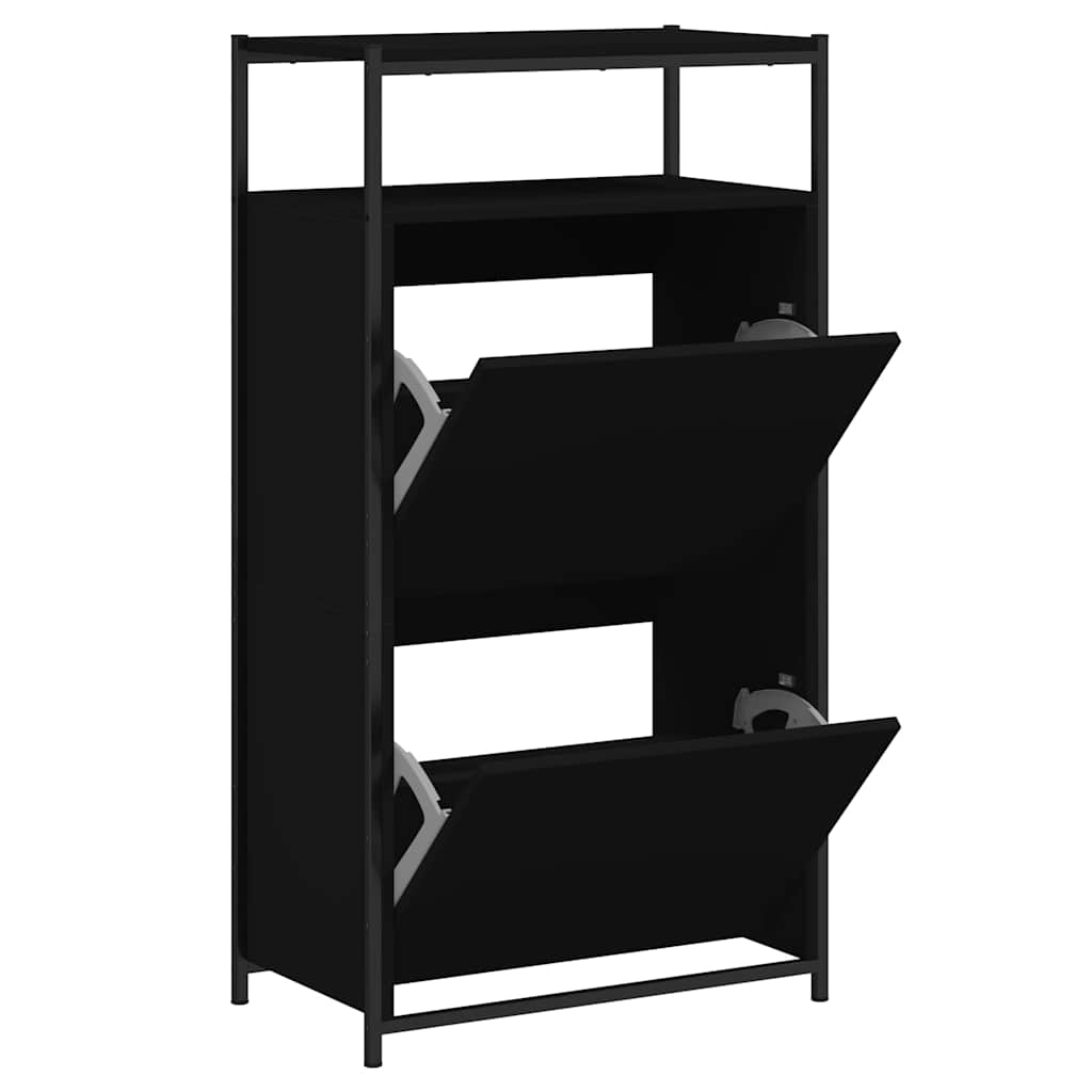 Skoskap svart 60x34x112 cm konstruert tre