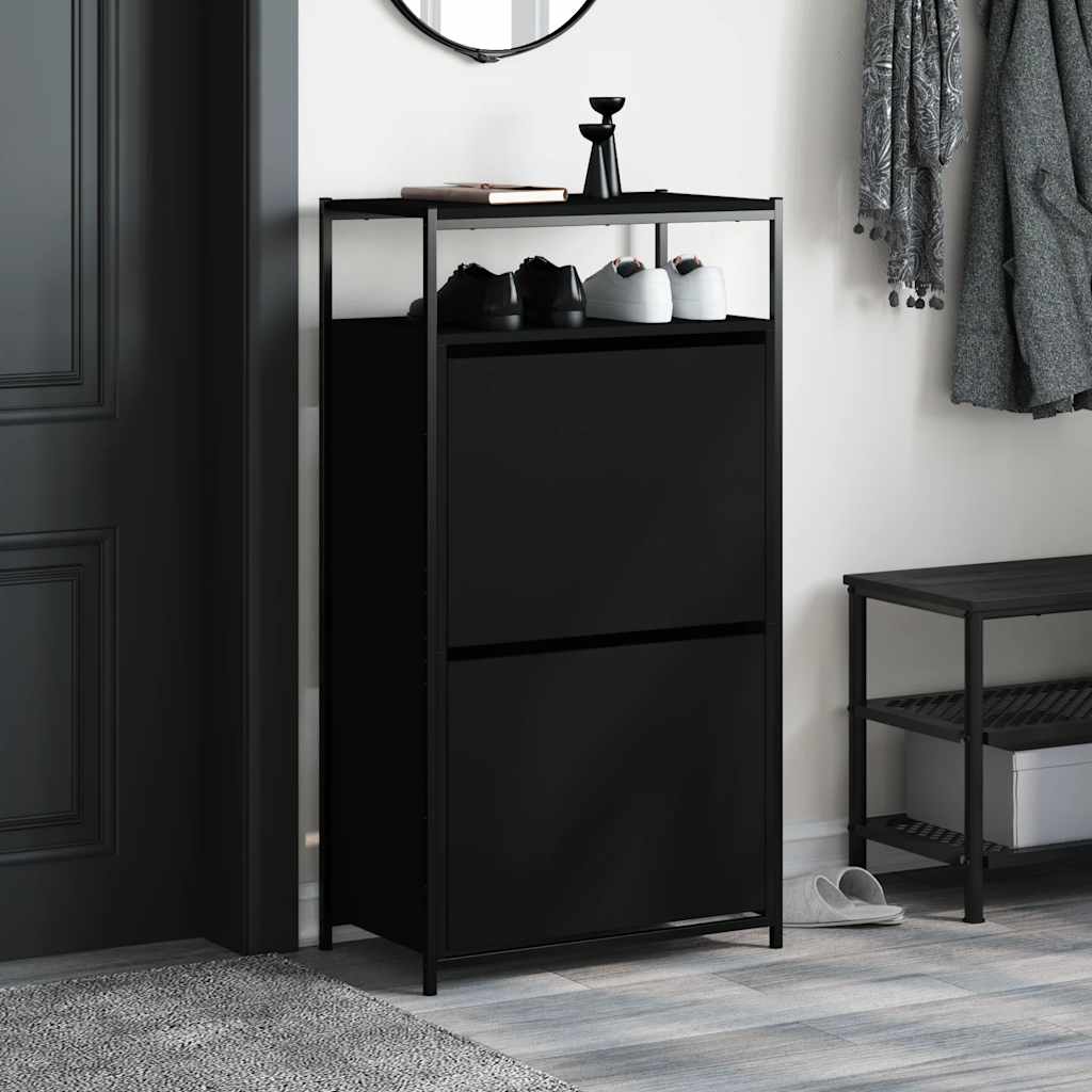 Skoskap svart 60x34x112 cm konstruert tre