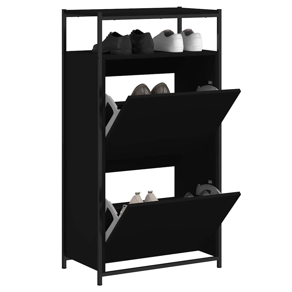 Skoskap svart 60x34x112 cm konstruert tre