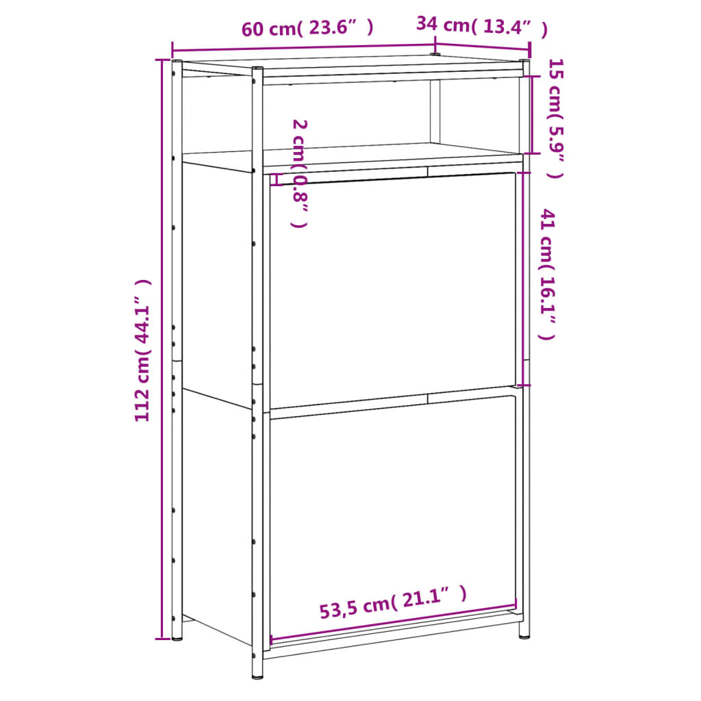 Skoskap røkt eik 60x34x112 cm konstruert tre