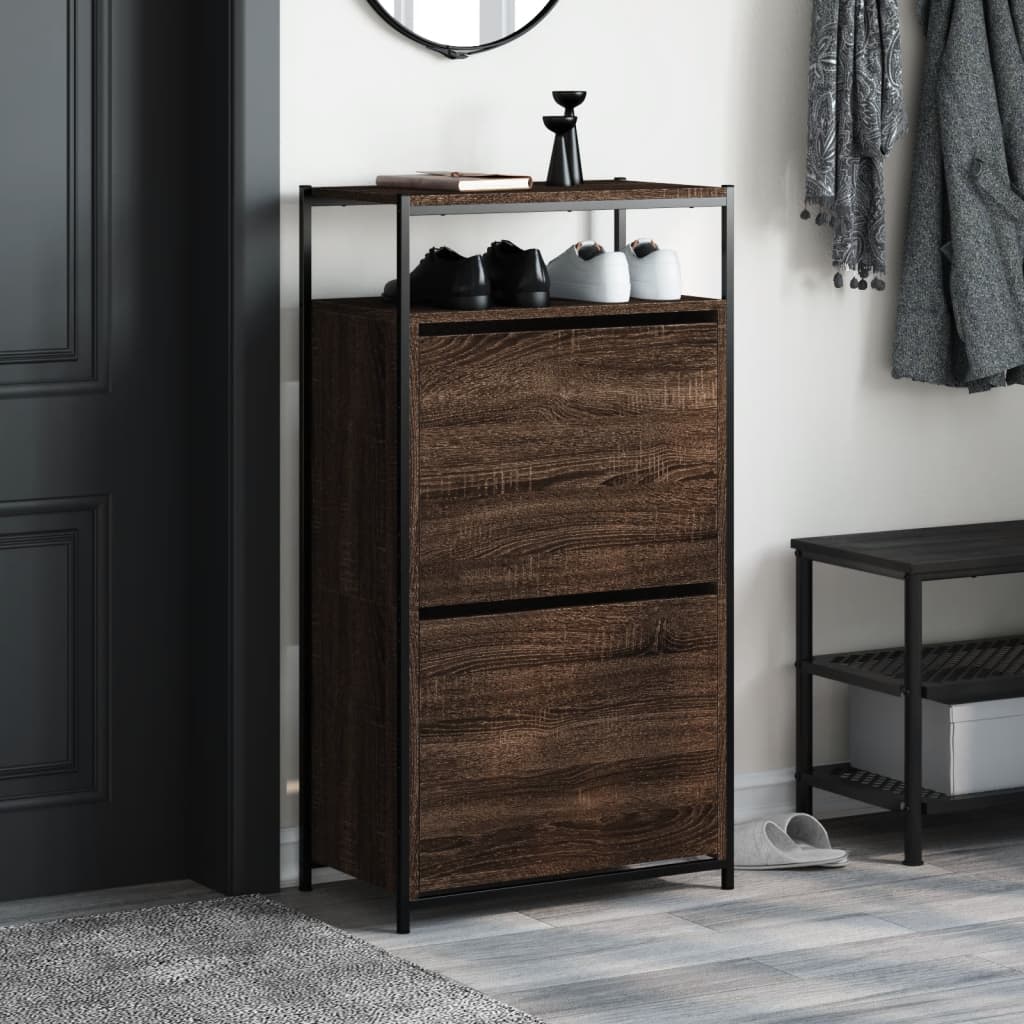 Skoskap brun eik 60x34x112 cm konstruert tre