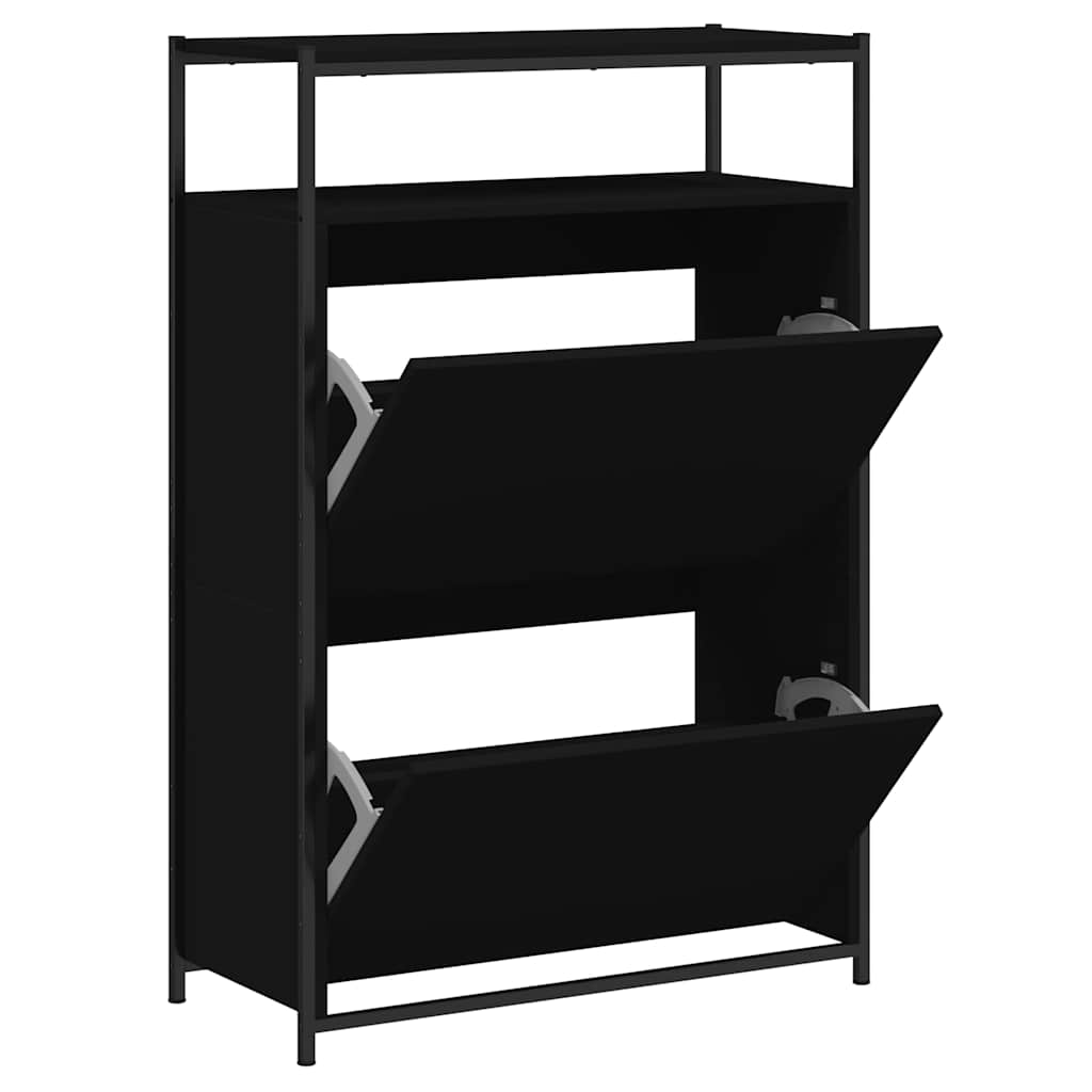 Skoskap svart 75x34x112 cm konstruert tre