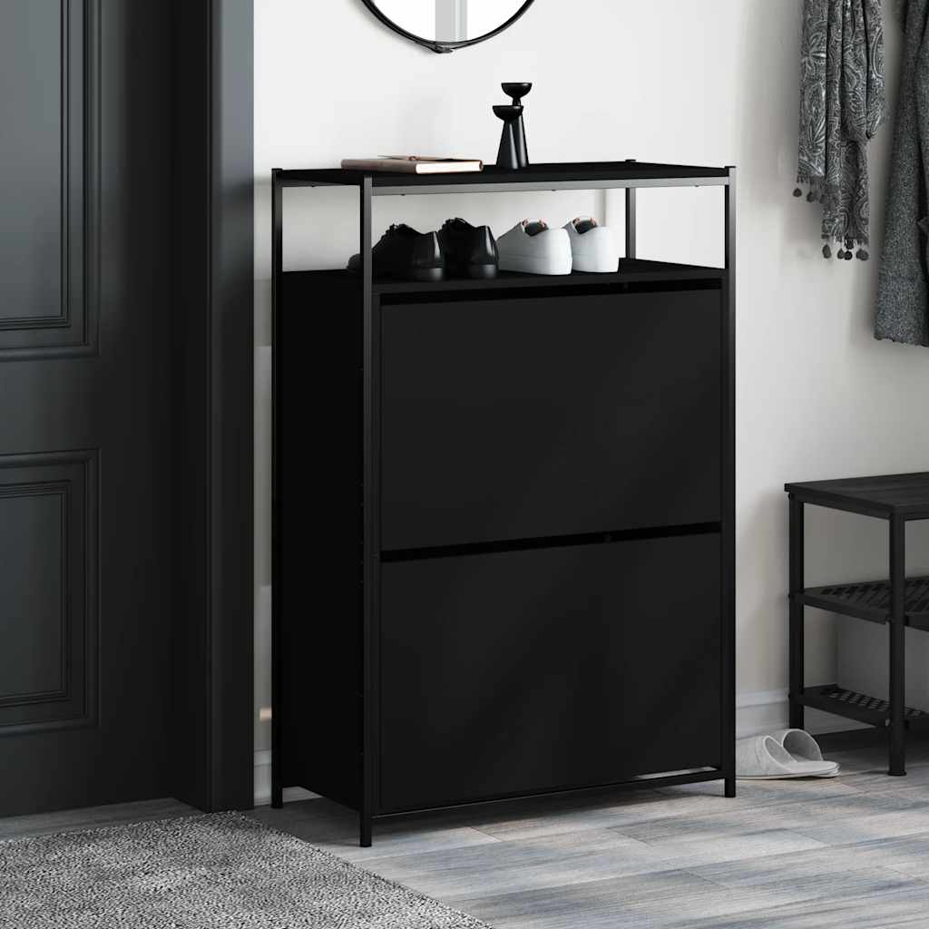 Skoskap svart 75x34x112 cm konstruert tre