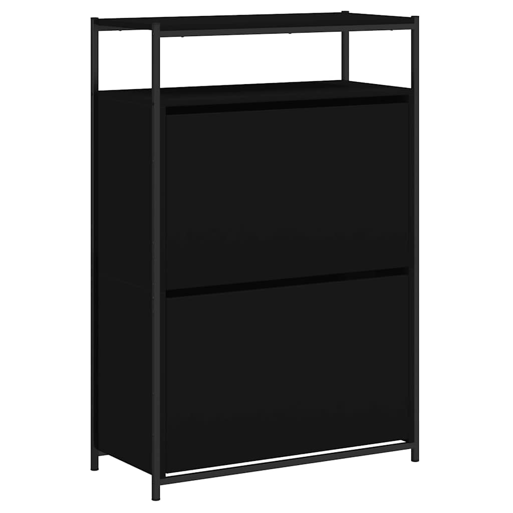 Skoskap svart 75x34x112 cm konstruert tre