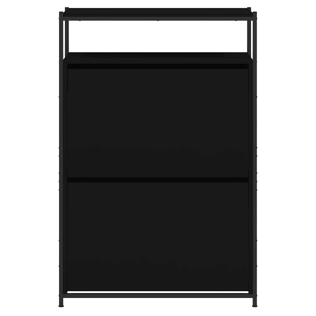 Skoskap svart 75x34x112 cm konstruert tre