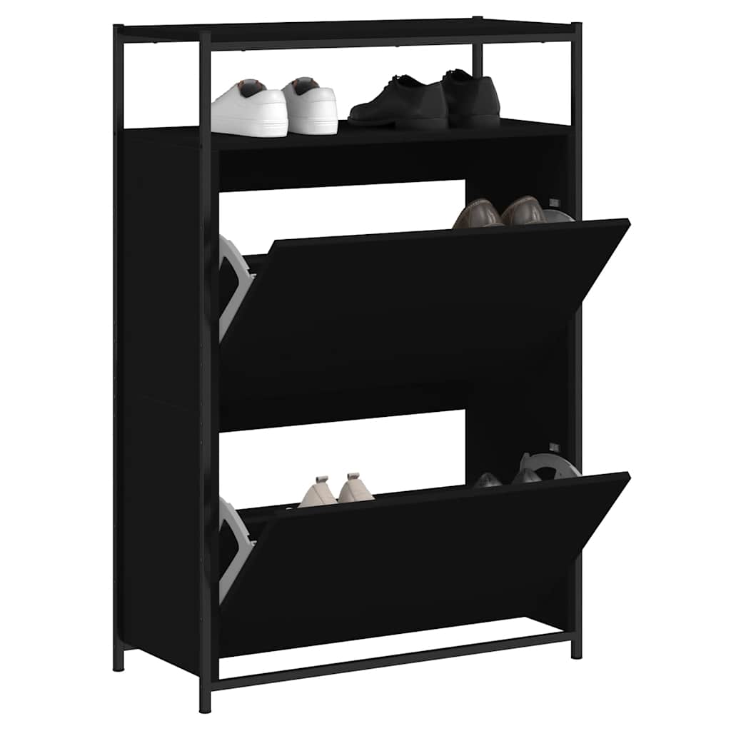 Skoskap svart 75x34x112 cm konstruert tre