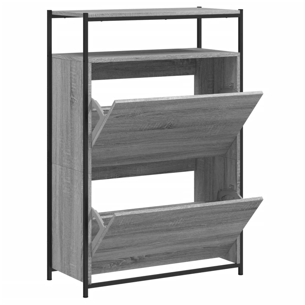 Skohylle grå sonoma 75x34x112 cm konstruert tre