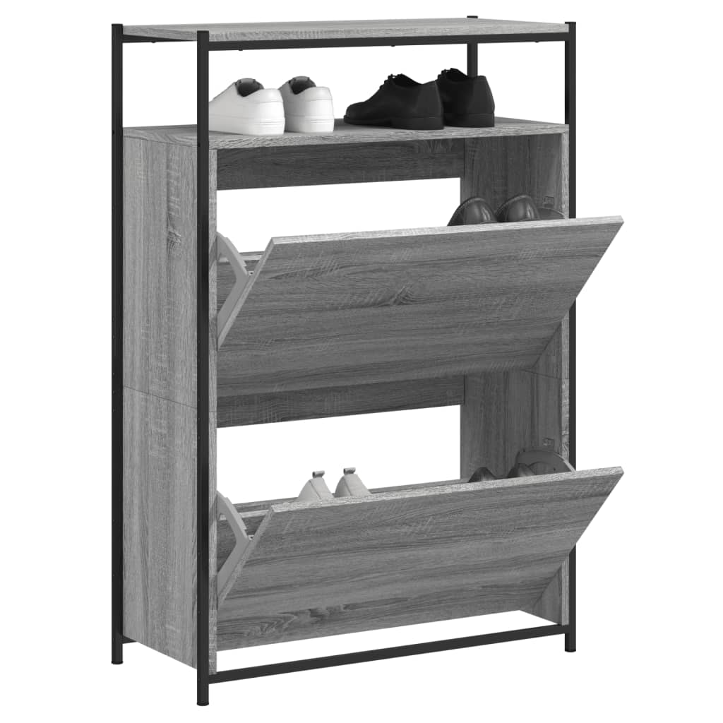 Skohylle grå sonoma 75x34x112 cm konstruert tre