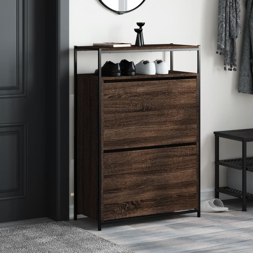 Skoskap brun eik 75x34x112 cm konstruert tre