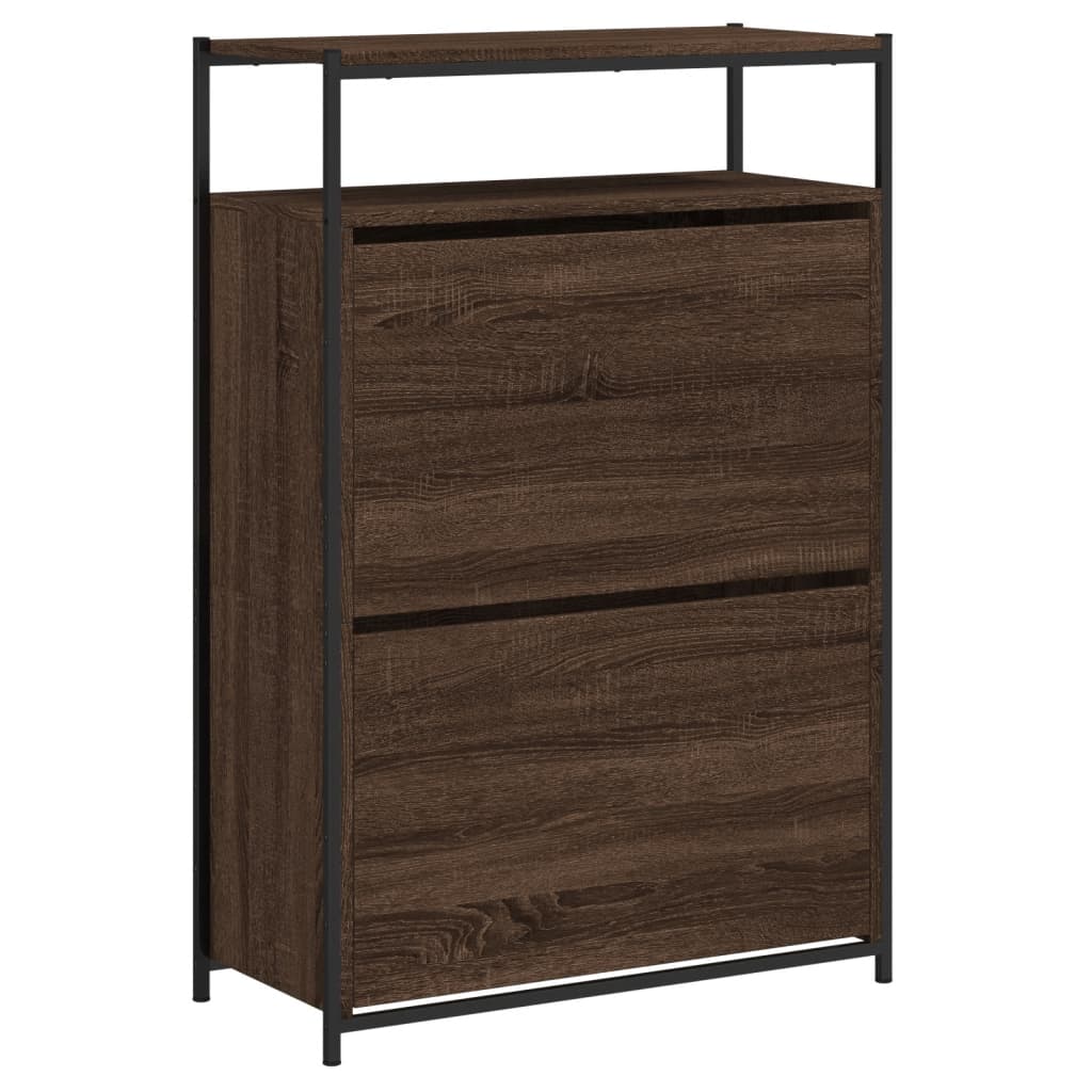 Skoskap brun eik 75x34x112 cm konstruert tre