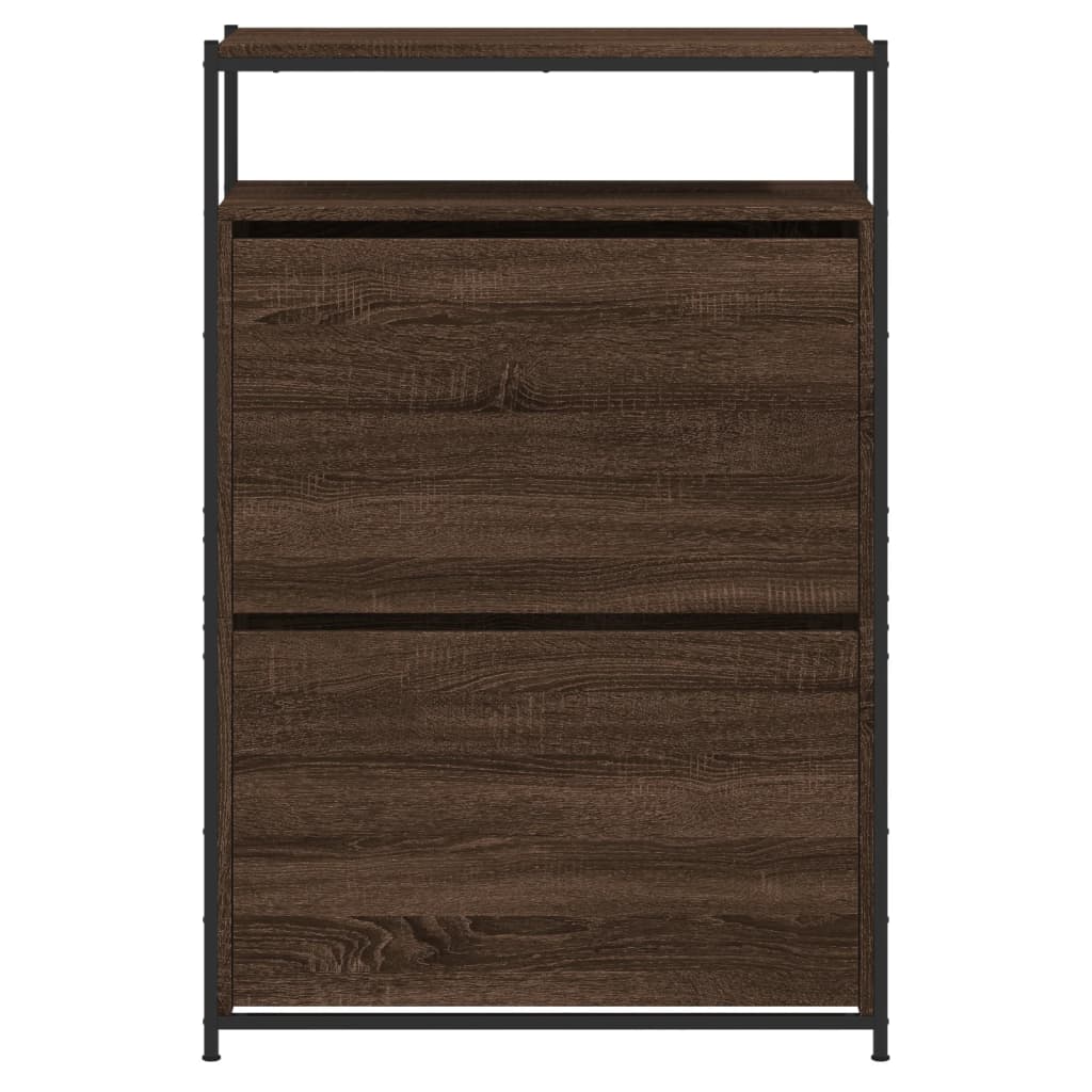 Skoskap brun eik 75x34x112 cm konstruert tre