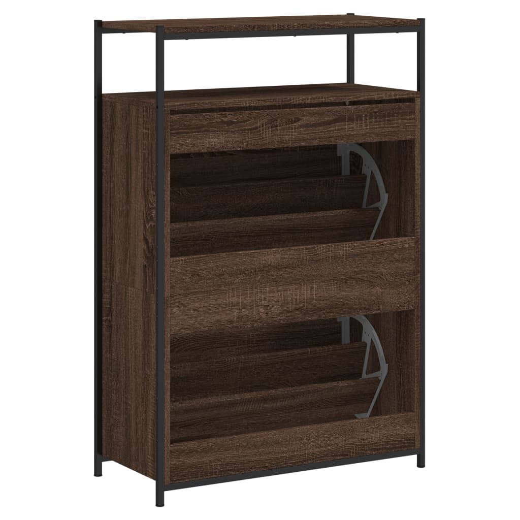 Skoskap brun eik 75x34x112 cm konstruert tre