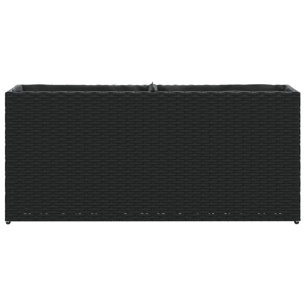 Plantekasse med 2 potter svart 90x20x40 cm polyrotting