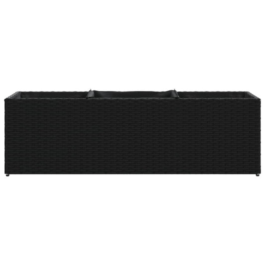 Plantekasse med 3 potter svart 105x30x32 cm polyrotting