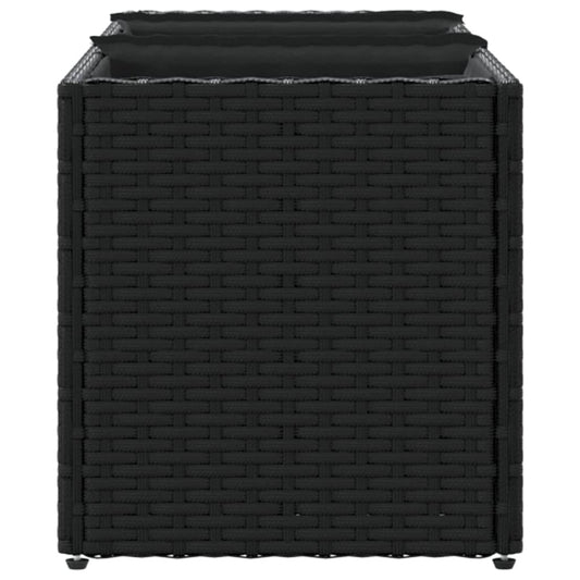 Plantekasse med 3 potter svart 105x30x32 cm polyrotting
