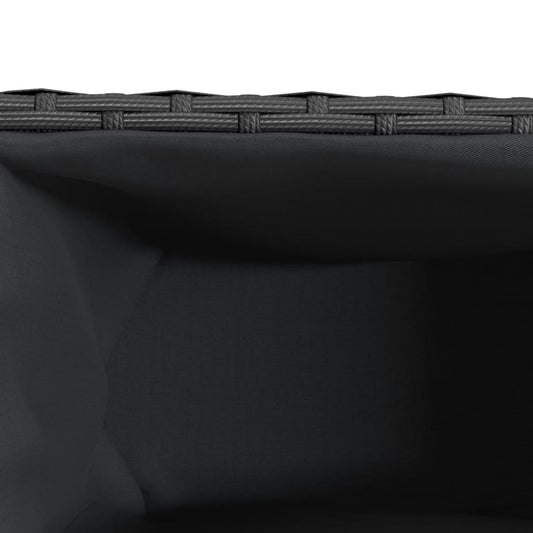 Plantekasse med 3 potter svart 105x30x32 cm polyrotting