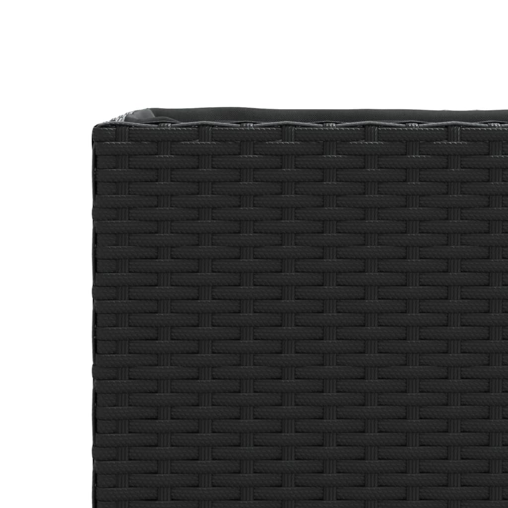 Plantekasse med 3 potter svart 105x30x32 cm polyrotting