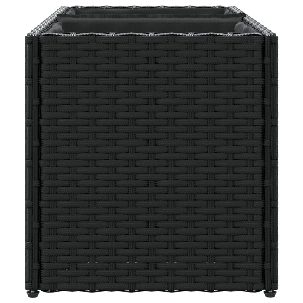 Plantekasse med 2 potter svart 72x30x32 cm polyrotting