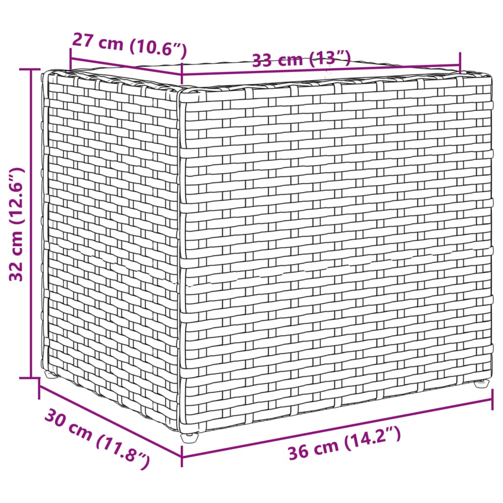 Plantekasse svart 36x30x32 cm polyrotting