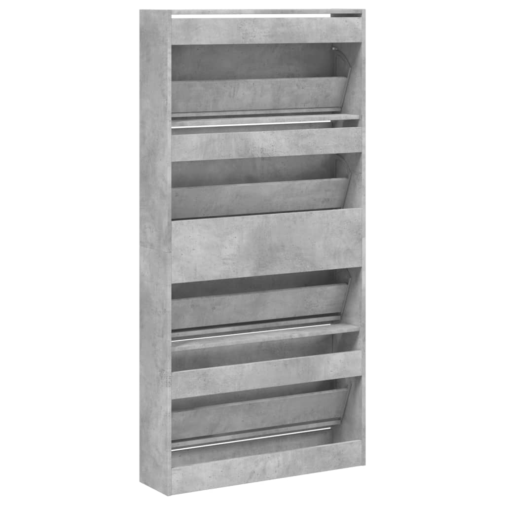 Skoskap med 4 vippeskuffer betonggrå 80x21x163,5 cm