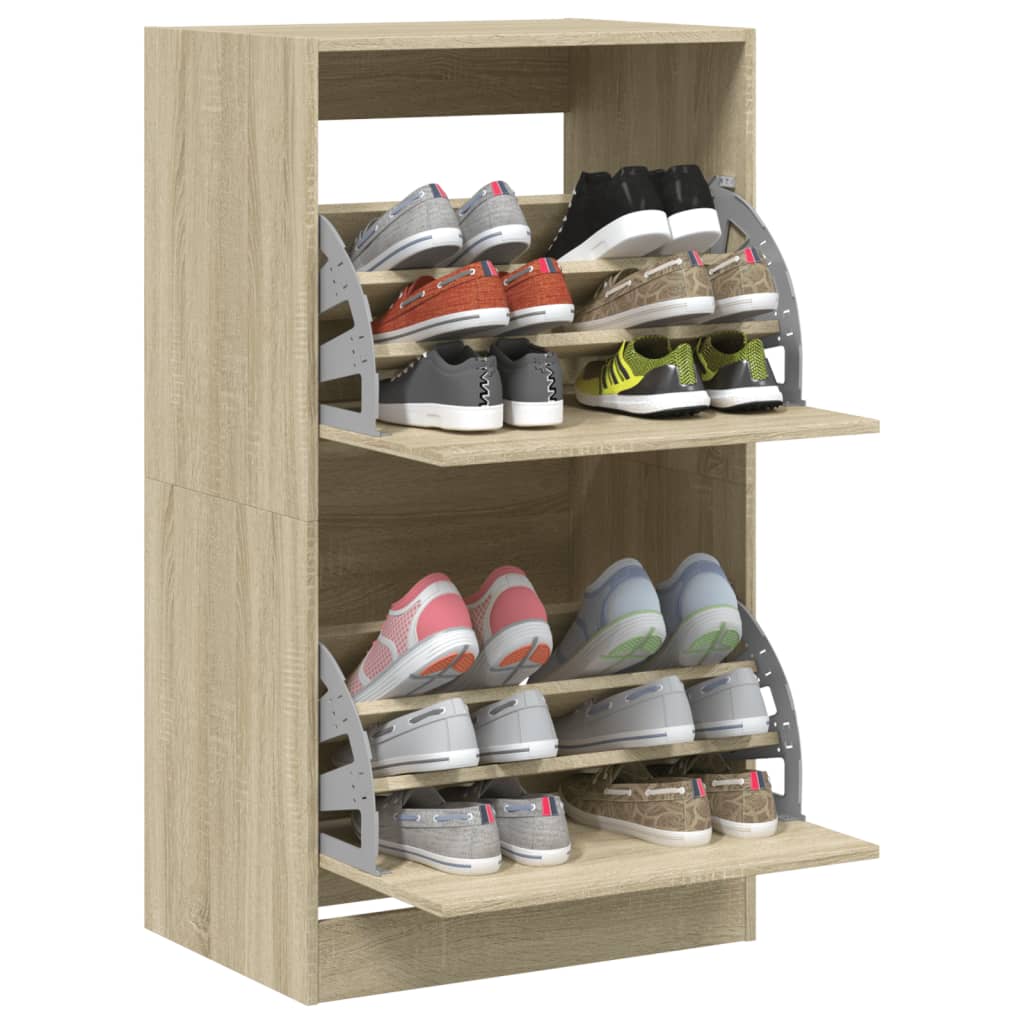 Skoskap med 2 vippeskuffer sonoma eik 60x42x108 cm