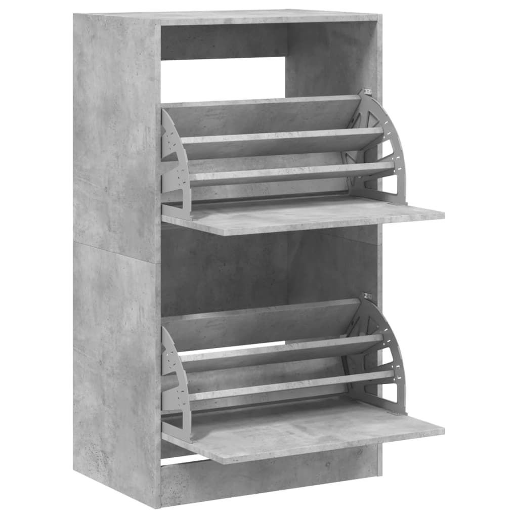 Skoskap med 2 vippeskuffer betonggrå 60x42x108 cm
