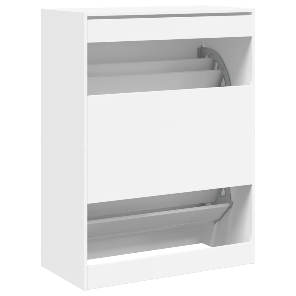 Skoskap med 2 vippeskuffer hvit 80x42x108 cm