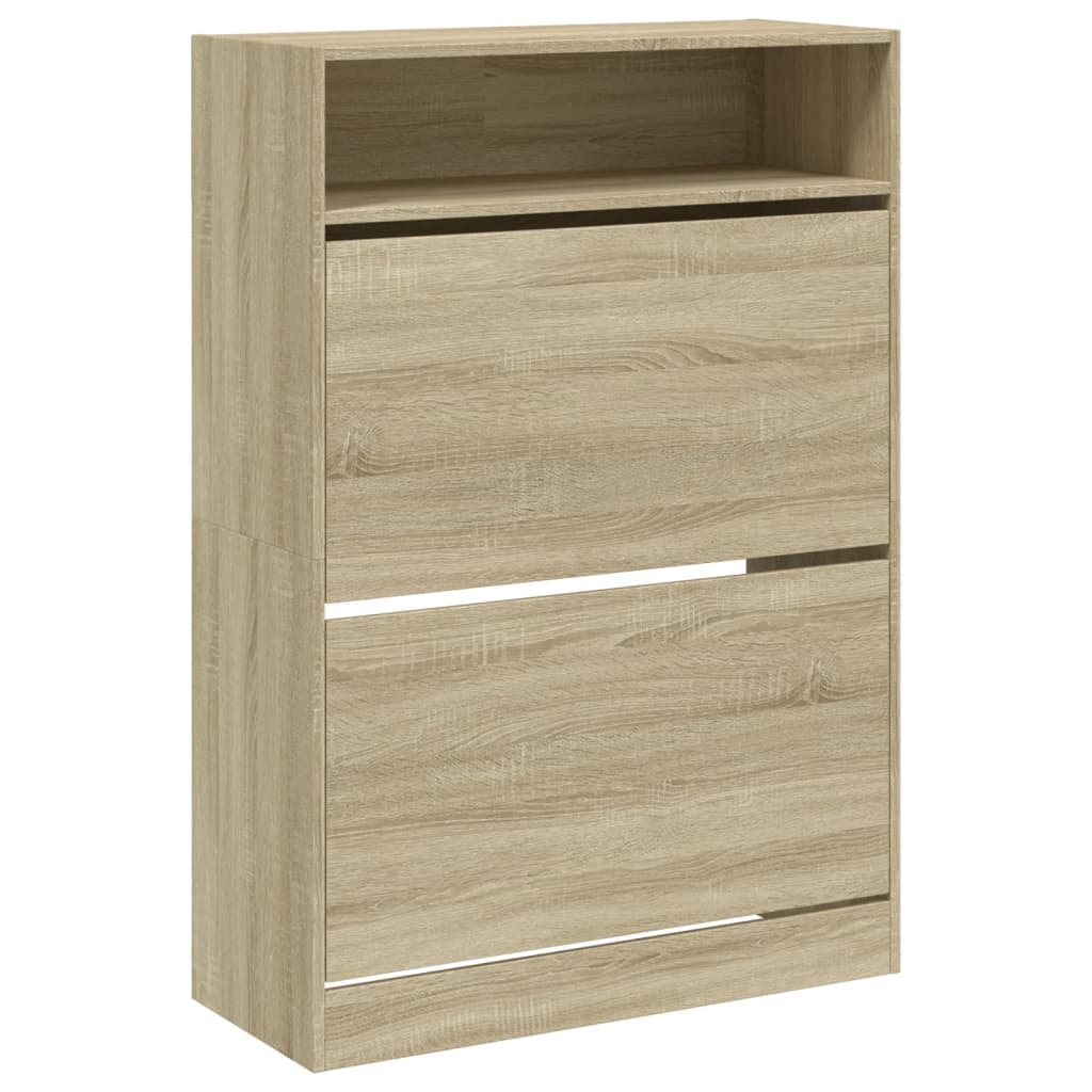 Skoskap med 2 vippeskuffer sonoma eik 80x34x116 cm