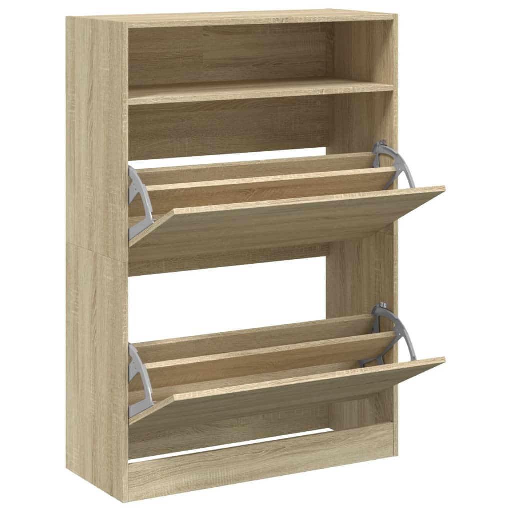 Skoskap med 2 vippeskuffer sonoma eik 80x34x116 cm