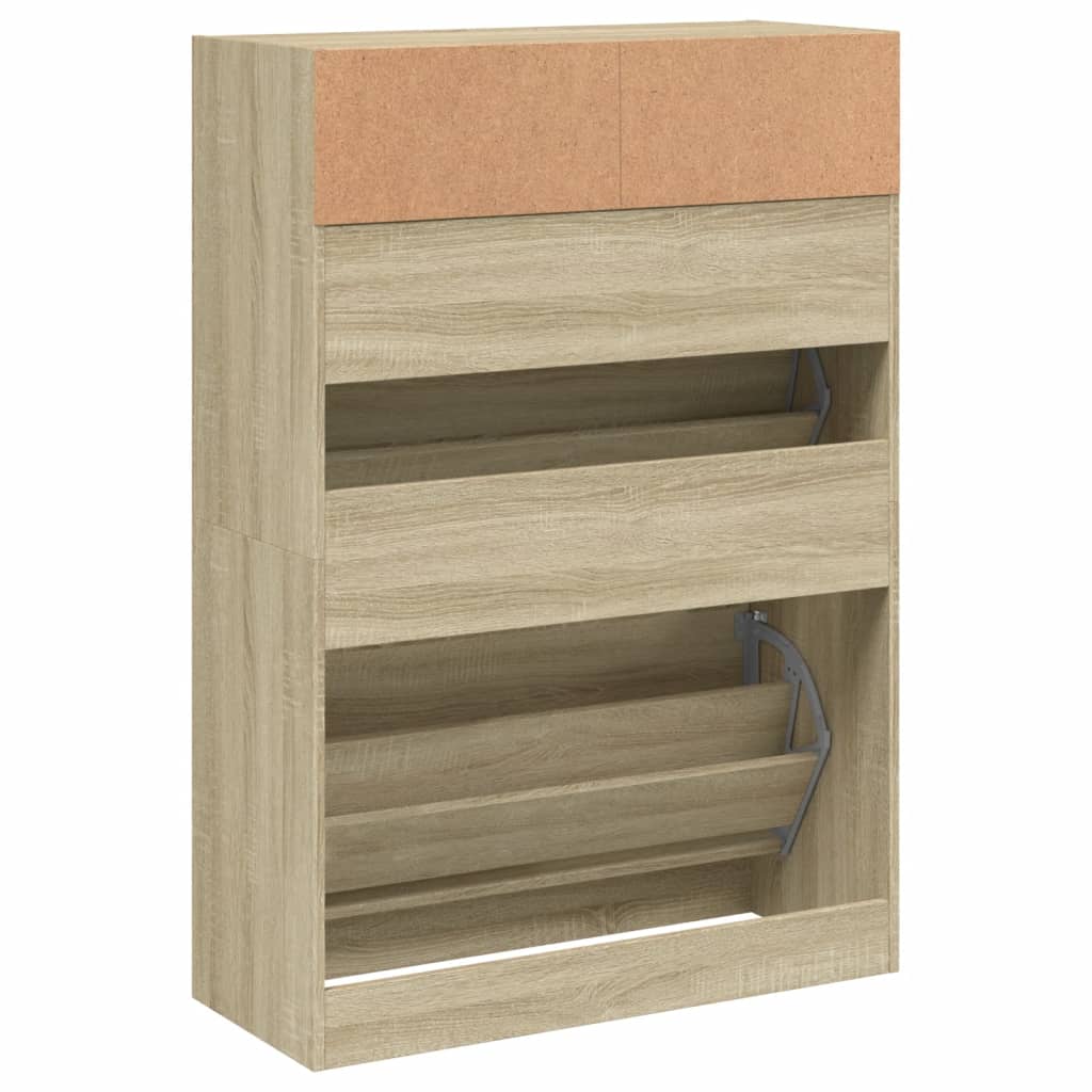 Skoskap med 2 vippeskuffer sonoma eik 80x34x116 cm