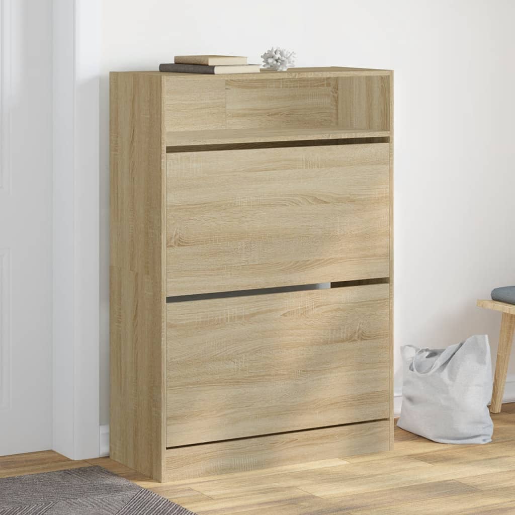 Skoskap med 2 vippeskuffer sonoma eik 80x34x116 cm