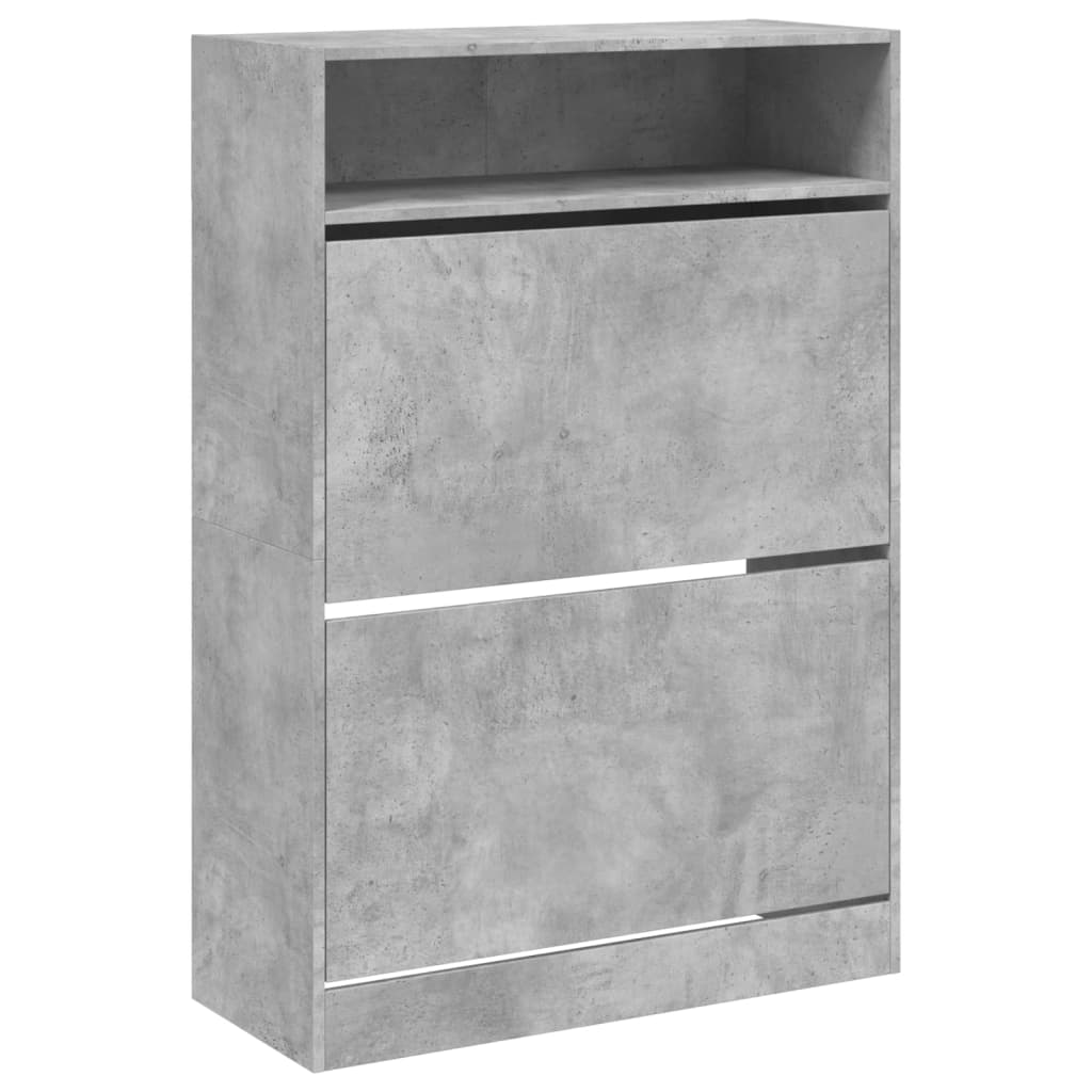 Skoskap med 2 vippeskuffer betonggrå 80x34x116 cm