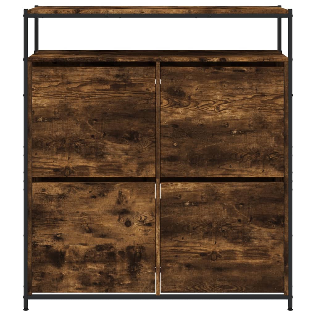 Skoskap med 4 vippeskuffer røkt eik 100x34x112 cm