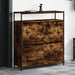 Skoskap med 4 vippeskuffer røkt eik 100x34x112 cm