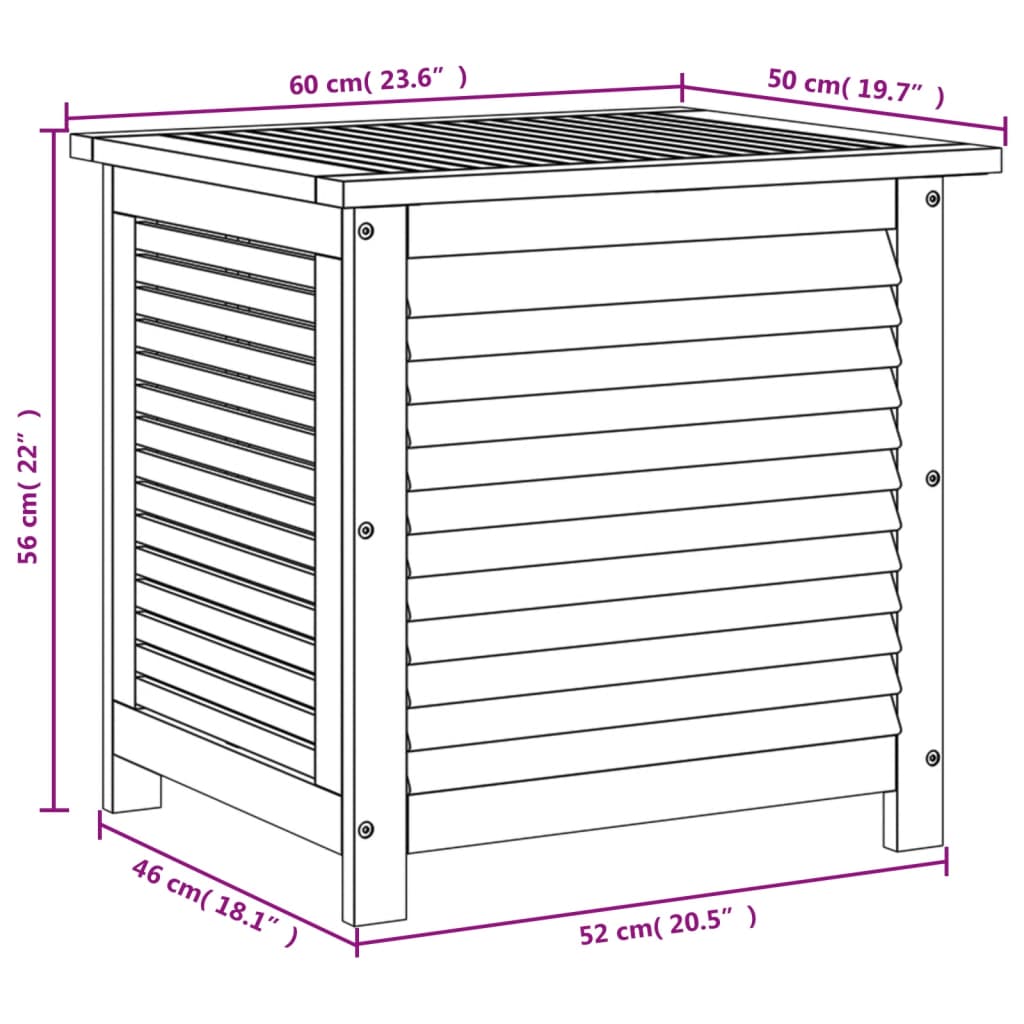 Putekasse med lameller 60x50x56 cm heltre akasie